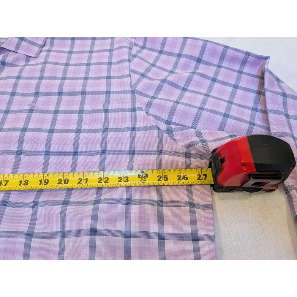 Tommy Bahama‎ Shirt Mens 2XL Purple Blue Check IslandZone Button Up Long Sleeve